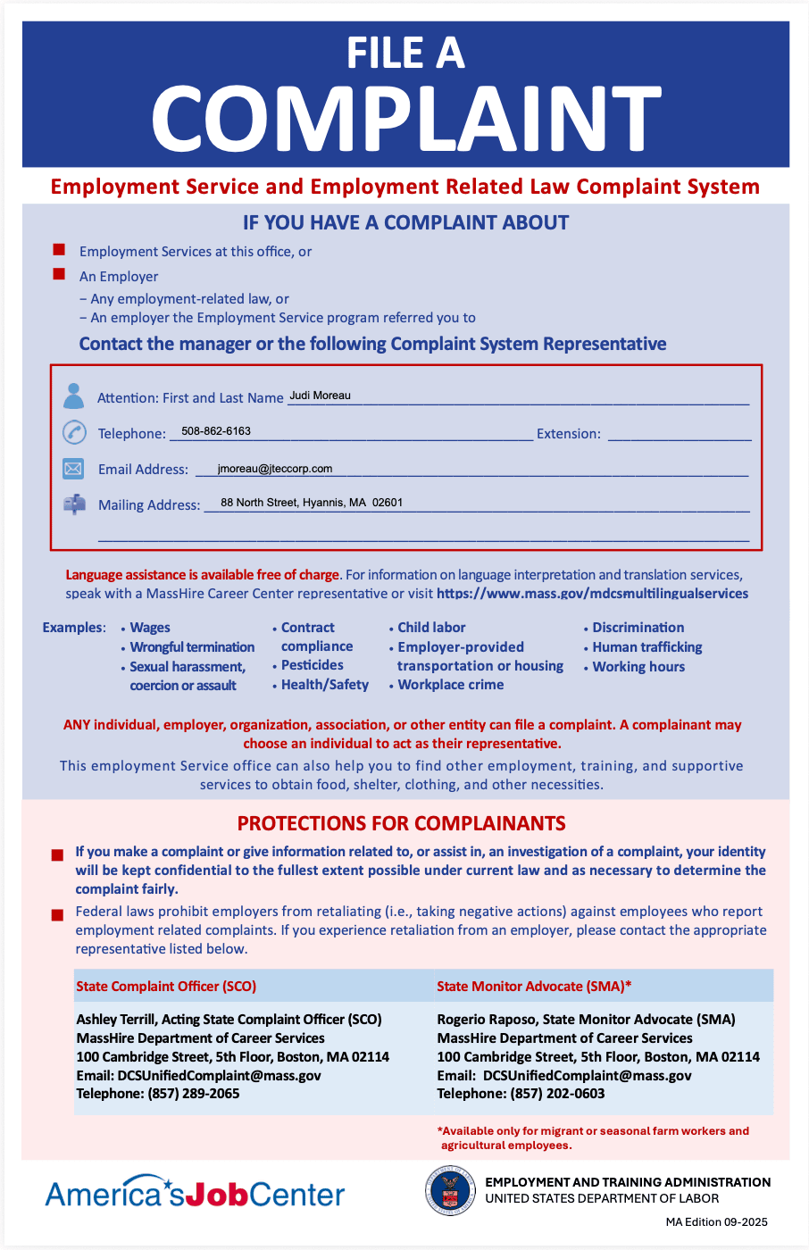 Image of the File A Complaint Poster in English