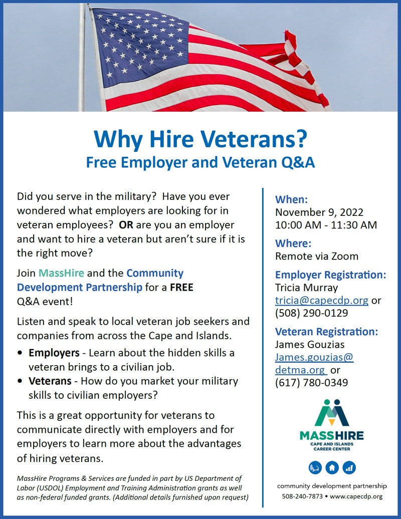 Veterans Services - MassHire Cape and Islands Career Center